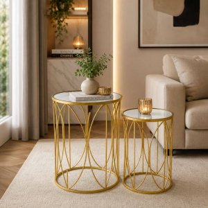 MESA DE APOIO METAL DOURADO CONJ 2 127034724