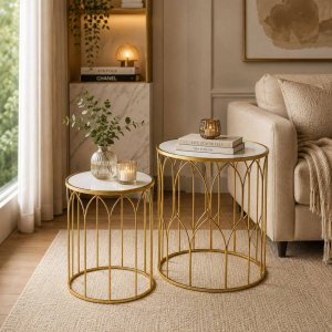 MESA DE APOIO METAL DOURADO CONJ 2 127034725
