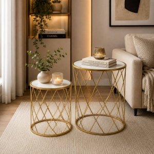 MESA DE APOIO METAL DOURADO CONJ 2 127034726