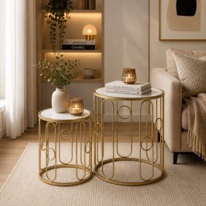 MESA DE APOIO METAL DOURADO CONJ 2 127034727