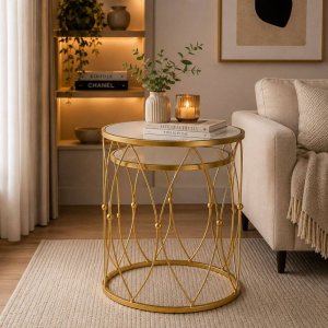 MESA DE APOIO METAL DOURADO CONJ 2 127034728