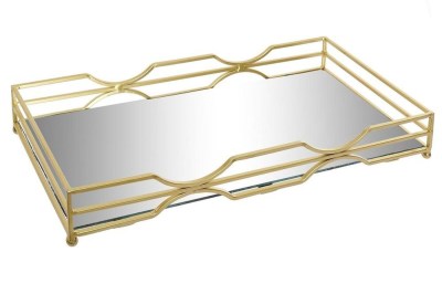 BANDEJA METAL ESPELHO 38X18X5 1 MATE DOURADO