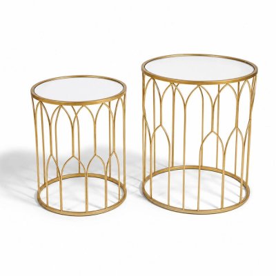 MESA DE APOIO METAL DOURADO CONJ 2 127034725