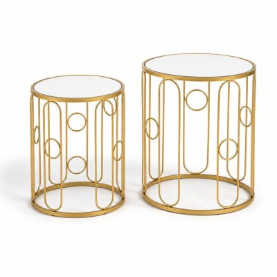 MESA DE APOIO METAL DOURADO CONJ 2 127034727
