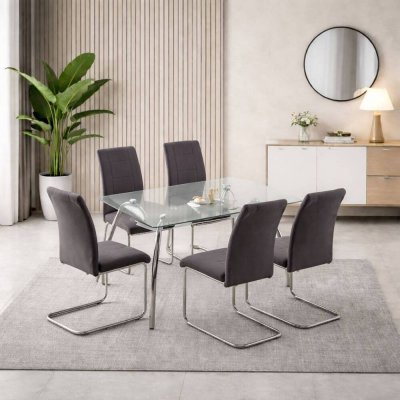 SAN Conjunto de Mesa de Tampo Duplo e 4 Cadeiras