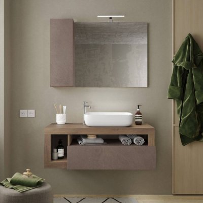HAMBURG LC - MOVEL CASA DE BANHO SUSPENSO C/ 1 GAVETA (110X47X49CM) ACABAMENTO BRONZO/ MERCURE