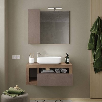 HAMBURG LC - MOVEL CASA DE BANHO SUSPENSO C/ 1 GAVETA (92X47X49CM) ACABAMENTO BRONZO/ MERCURE