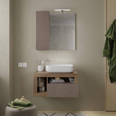 HAMBURG LC - MOVEL CASA DE BANHO SUSPENSO C/ 1 GAVETA (79X47X49CM) ACABAMENTO BRONZO/ MERCURE
